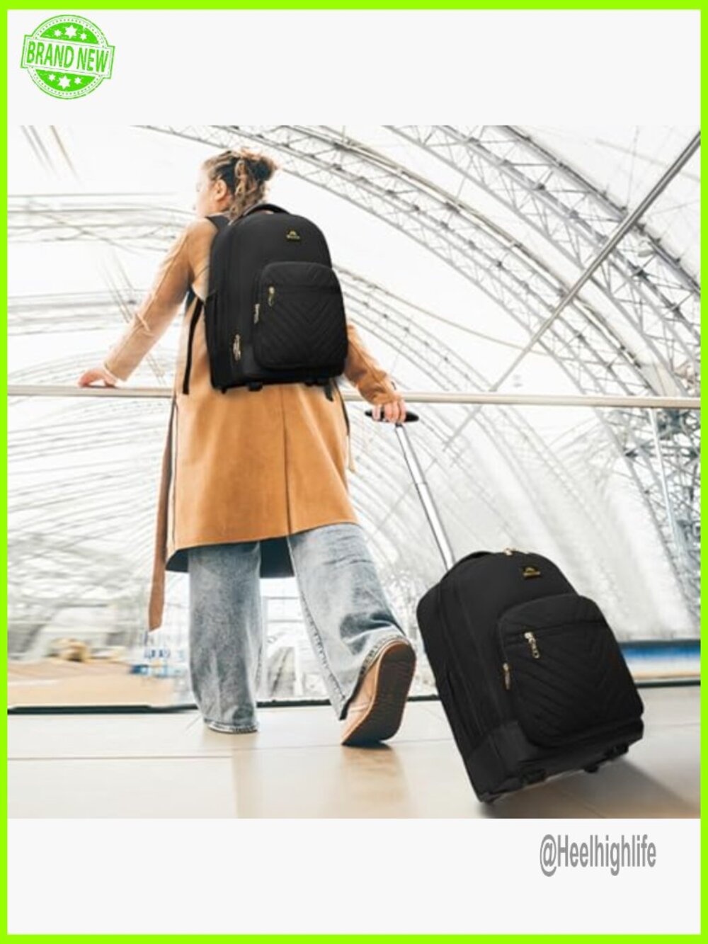 Waterproof Rolling Laptop Backpack with USB Port, 17.3 Inch Travel Daypack - Picture 5 of 7